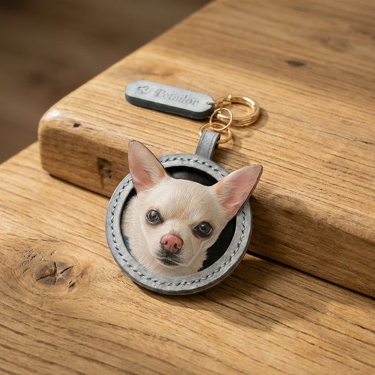 Redonda de cuero para mascotas grabada a medida
