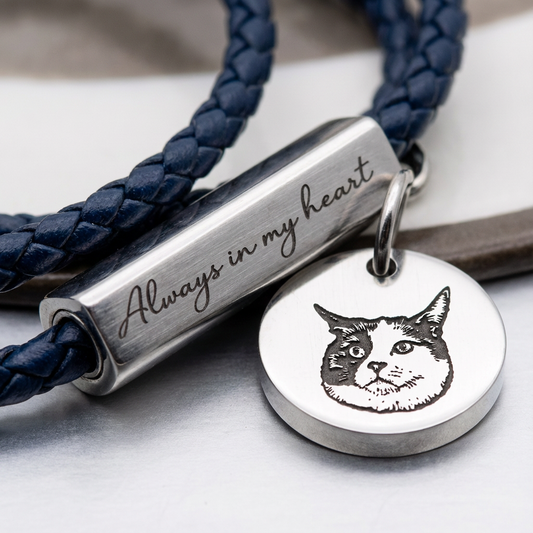 Pulsera personalizada de cordón para mascotas con etiqueta de retrato