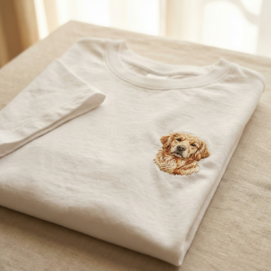 Embroidered Custom Pet Portrait T-Shirt