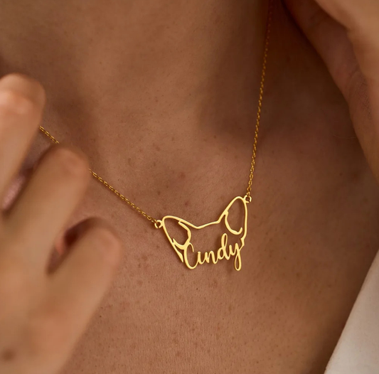 Collar personalizado con el nombre de tu mascota – Joyería personalizada con el contorno de la oreja de tu mascota