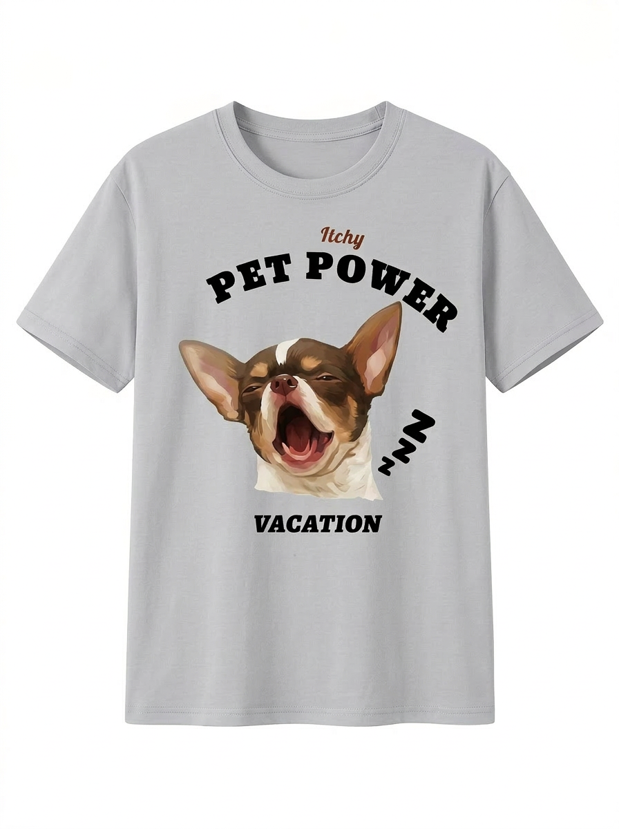Pet Power custom pet portrait t-shirt in heather grey - unique cat and dog lover apparel