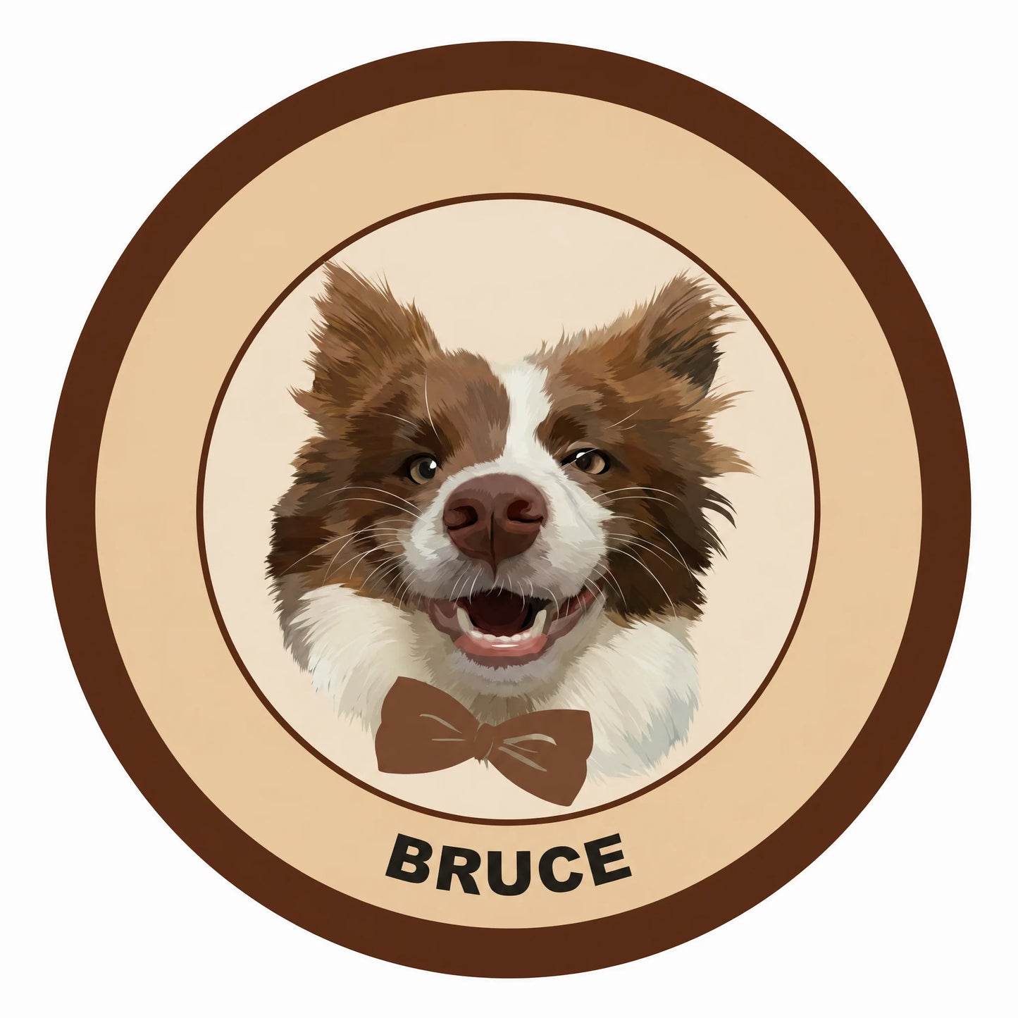 Petailor Custom circular pet portrait rug with high-definition border collie print - soft short velvet home carpet