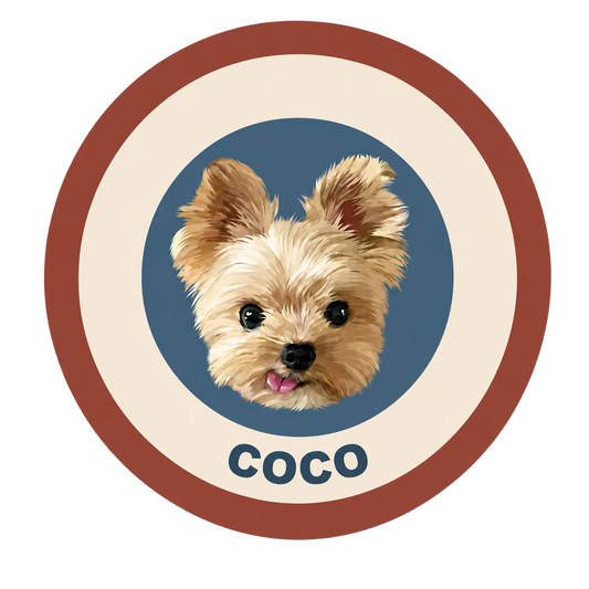 Petailor Custom circular pet portrait rug with high-definition yorkie dog print - soft short velvet home carpet