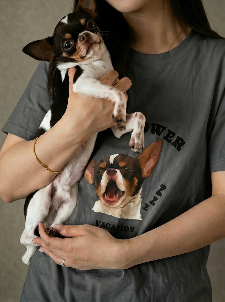 Personalized pet photo clothes and custom pet portrait apparel by Petailor, high-quality wearable pet memories.