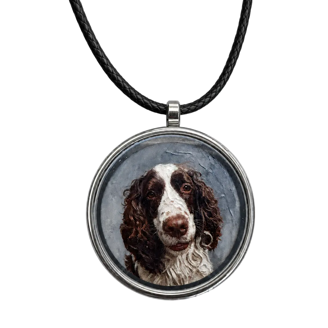 Custom pet photo necklace with personalized dog portrait pendant
