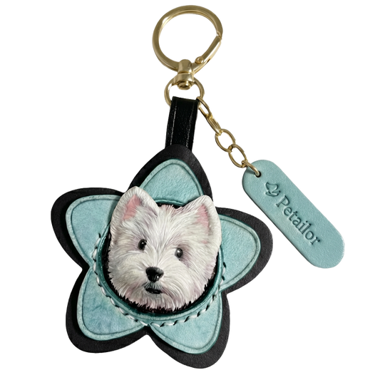 Luxury 3D hand-carved pet portrait in star-shaped leather - bespoke artisanal pet memorial artwork