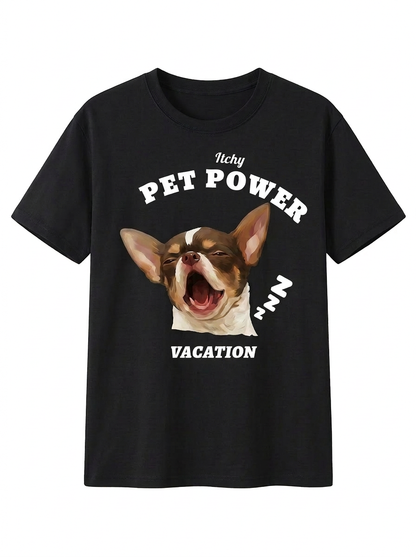 Pet Power custom pet portrait t-shirt in black - premium personalized streetwear for pet owners