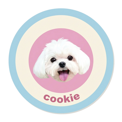 Petailor Custom circular pet portrait rug with high-definition white dog print - soft short velvet home carpet