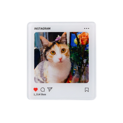 Acrylic Instagram-style custom pet photo fridge magnet - minimalist white polaroid design by Petailor