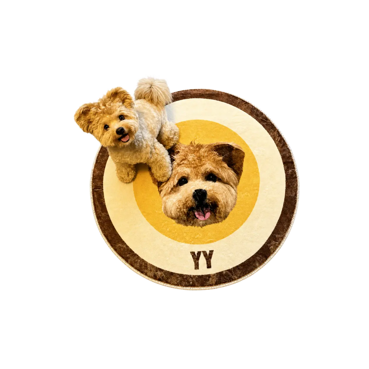 Petailor Custom circular pet portrait rug with high-definition dog print - soft short velvet home carpet