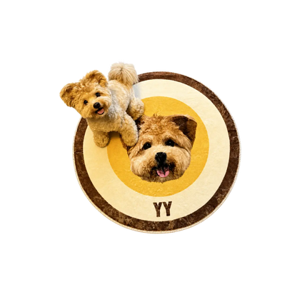 Petailor Custom circular pet portrait rug with high-definition dog print - soft short velvet home carpet