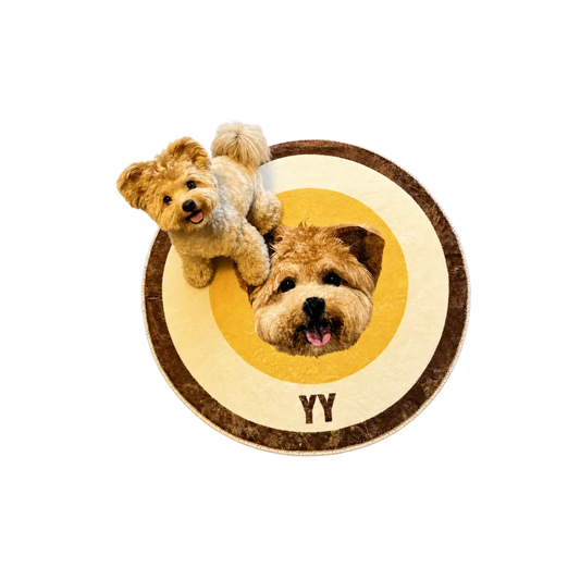 Petailor Custom circular pet portrait rug with high-definition dog print - soft short velvet home carpet