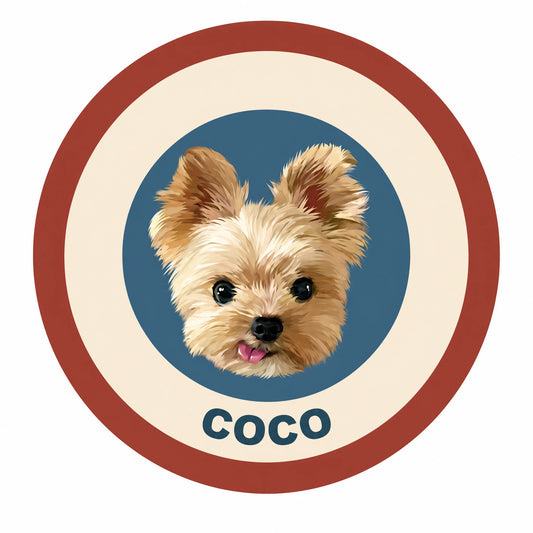 Petailor Custom circular pet portrait rug with high-definition yorkie dog print - soft short velvet home carpet