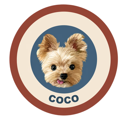 Petailor Custom circular pet portrait rug with high-definition yorkie dog print - soft short velvet home carpet